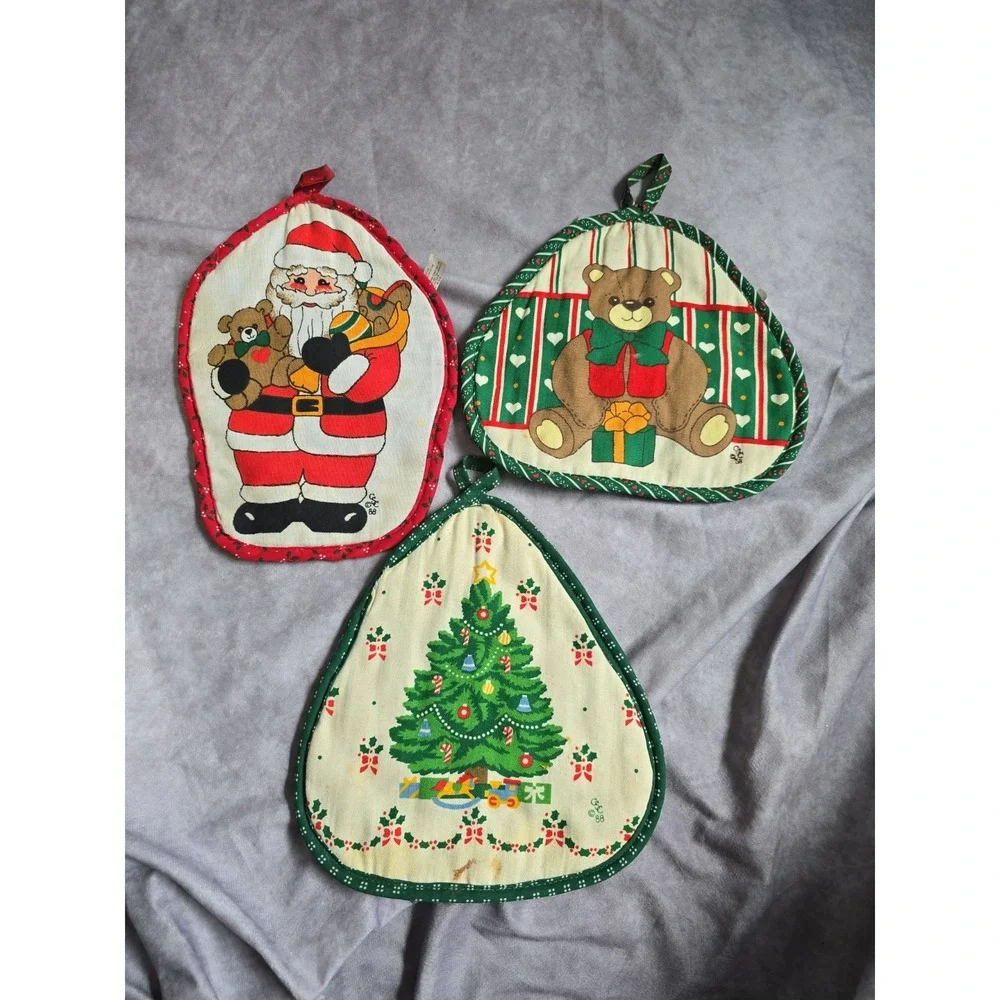 Lot Of 3 Vintage Christmas CSC Potholder Hot Pads